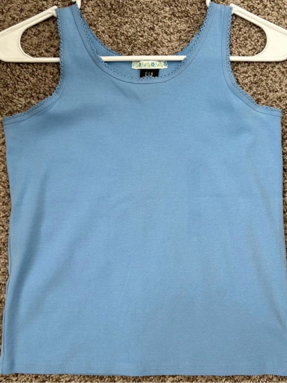 Vintage Y2K Kids Gap Light Blue Cami Tank Top Lace Trim Size XXL 14-16 Coquette